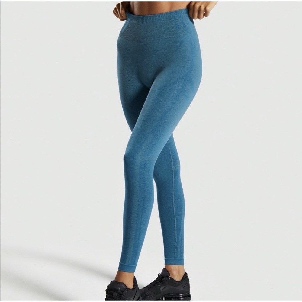 Gymshark Women's Geo Seamless Cropped Leggings Teal Blue Green Tones XS